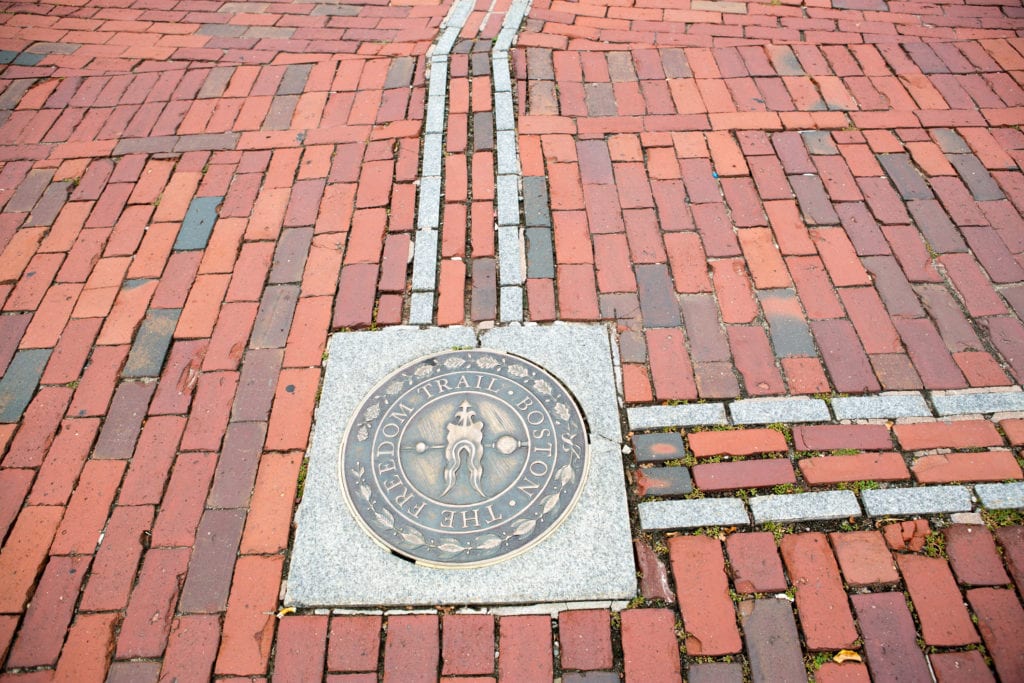 Oznaczenie szlaku Boston Freedom Trail, Boston USA