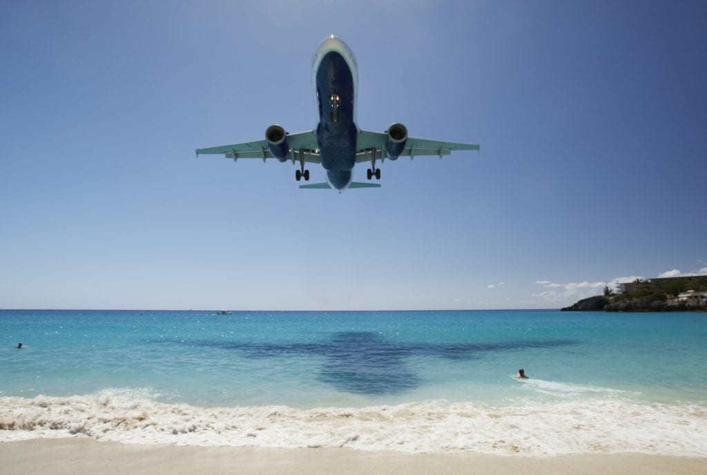 Plaża Moho Beach, lądowanie samolotu na Sint Maarten