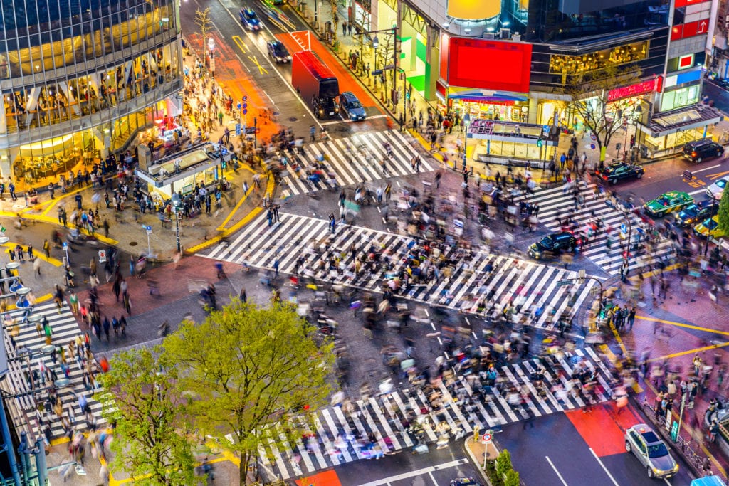Skrzyżowanie Shibuya w Tokio, Japonia