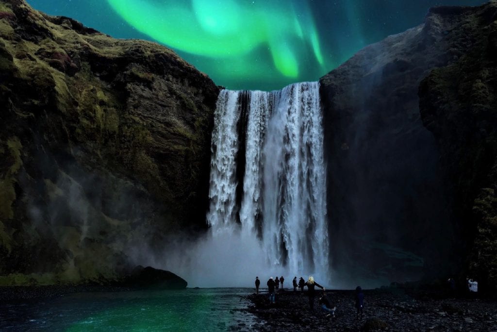Wodospad Skógafoss na Islandii,