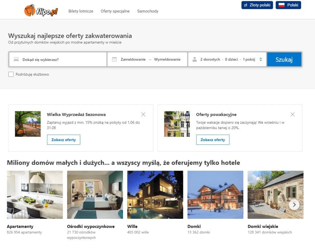Flipo.pl - rezerwacja holetu