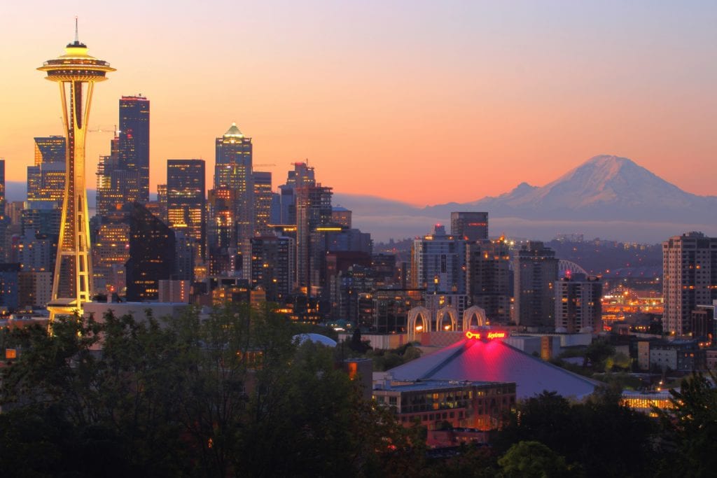 Seattle nocą, USA