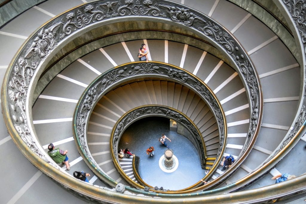 Spiralna rampa w Muzeach Watykańskich, Rzym